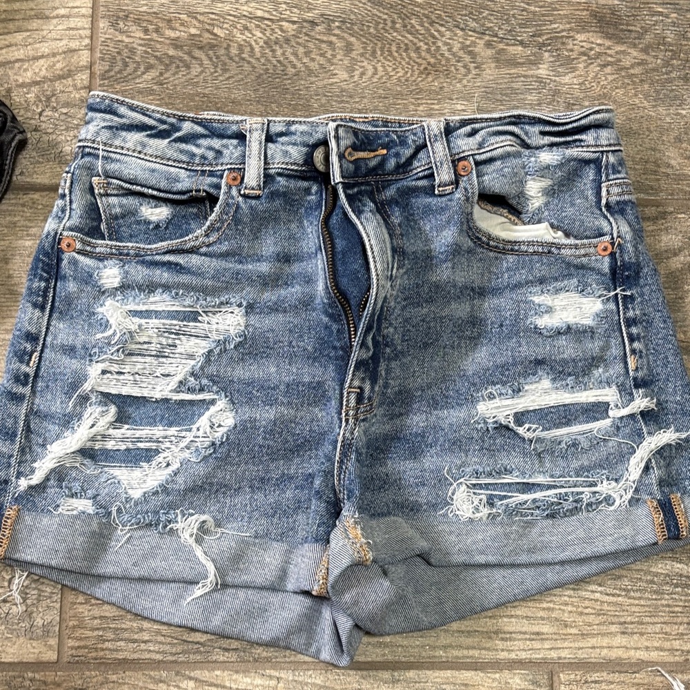 American Eagle Outfitters Blue Distressed Jean Shorts